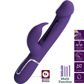 PRETTY LOVE - VIBROMASSEUR MULTIFONCTIONS 3 EN 1 KAMPAS RABBIT AVEC LANGUE VIOLET