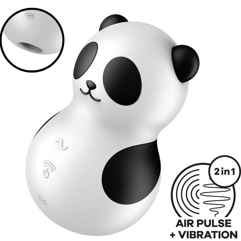 SATISFYER - POCKET PANDA STIMULATOR &amp; VIBRATOR ZWART-WIT