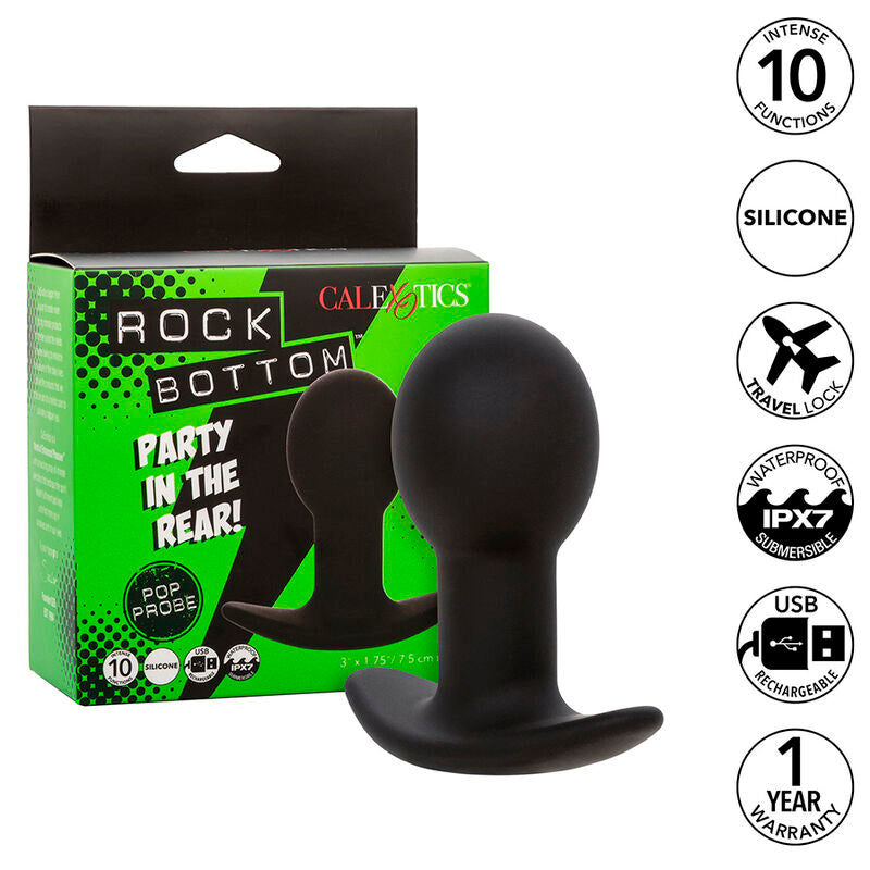CALEXOTICS - ROCK BOTTOM ANALE PLUG 10 VIBRATIES SILICONE ZWART
