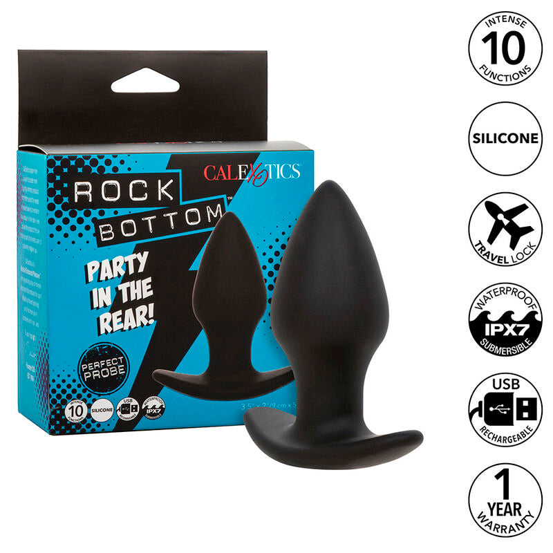 CALEXOTICS - ROCK BOTTOM PERFECT ANALE PLUG 10 VIBRATIES SILICONE ZWART