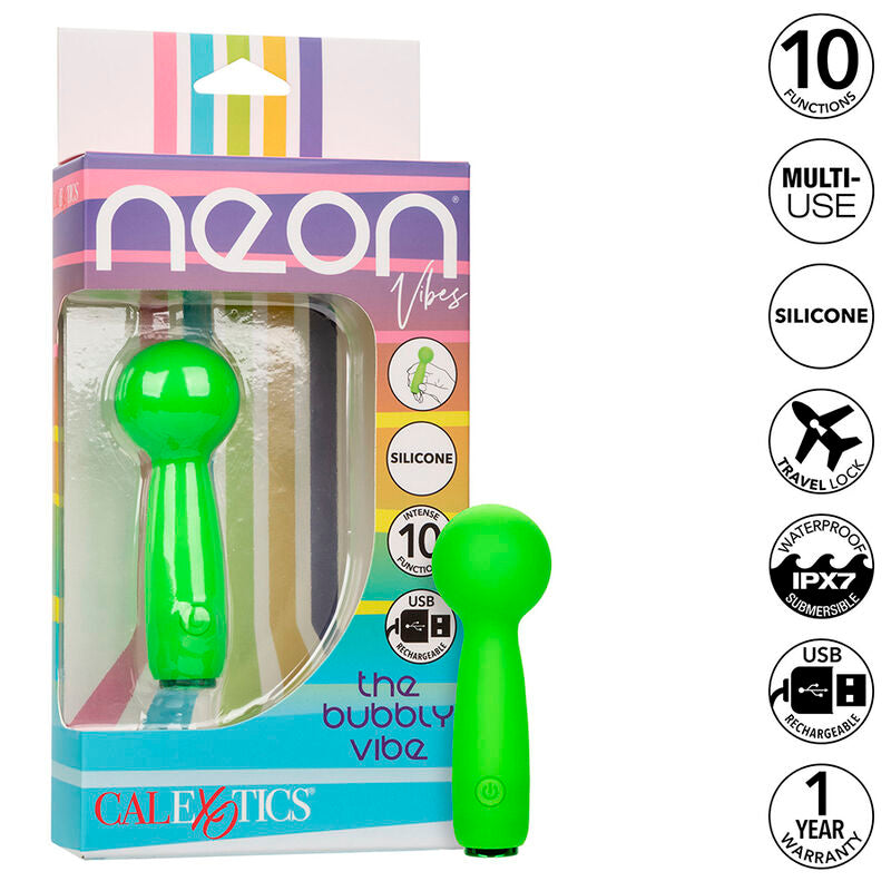 CALEXOTICS - NEON VIBES THE BUBBLY VIBE MINI MASSAGEAPPARAAT 10 VIBRATIES GROEN