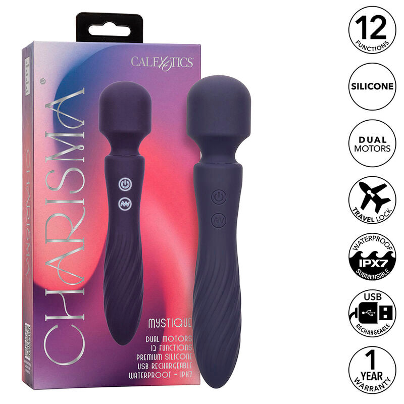 CALEXOTICS - CHARISMA MYSTIQUE MASSAGEAPPARAAT MET DUBBELE MOTOREN, 12 FUNCTIES, 20,5 CM X 4,5 CM, PAARS