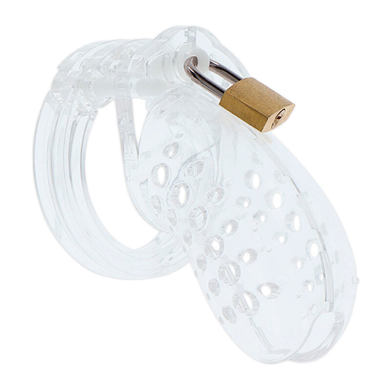 DÉSIR CACHÉ - CAGE DE CHASTETÉ EXTRÊME EN ACRYLIQUE TRANSPARENTE AJUSTABLE