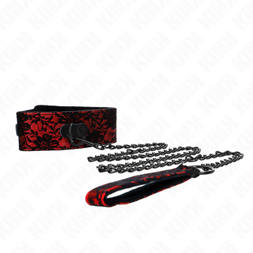 KINK - COLLIER EN DENTELLE AVEC CEINTURE EN CUIR VÉRITABLE 105 CM / 44 X 5.5 CM