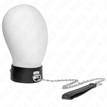 KINK - KETTING MET RIEM 65 CM MET BREDE ZWARTE BAND VERSTELBAAR 33,5-41 CM X 5 CM