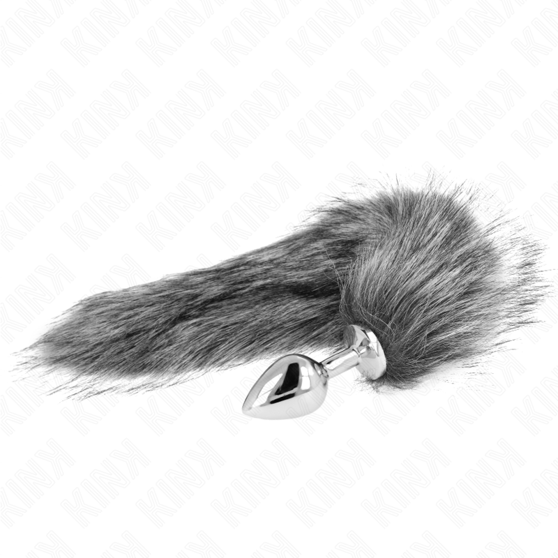 KINK - PLUG ANAL TAILLE M 8 X 3.5 CM AVEC QUEUE SYNTHÉTIQUE 40 CM GRIS