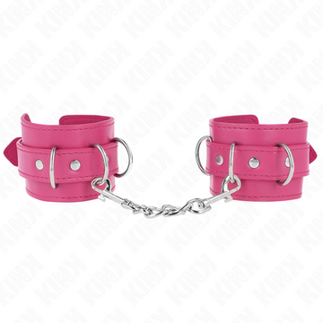 KINK - MENOTTES DE POIGNET 3 ANNEAUX EN D RÉGLABLES ROSES 17,5-25 CM X 6 CM