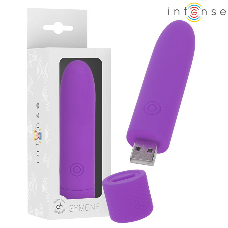 INTENSE - SYMONE USB RECHARGEABLE BULLET VIBRANT 8 VIBRATIONS VIOLET 10 X 2.2 CM
