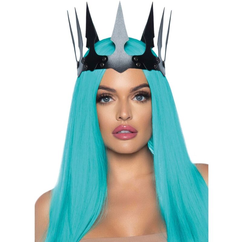 LEG AVENUE - COURONNE MALEFICENT EN CUIR SYNTHÉTIQUE AVEC CLOUS NOIRE