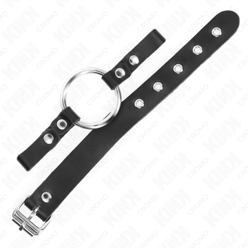 KINK - ANNEAU PÉNIEN EN CUIR AVEC FERMETURE À BOUCLE 22 X 2 CM AVEC ANNEAU MÉTALLIQUE 4 CM