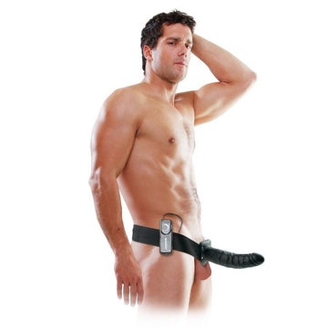 FETISH FANTASY SERIE - 19 CM VIBRERENDE HOLLE STRAP-ON ZWART