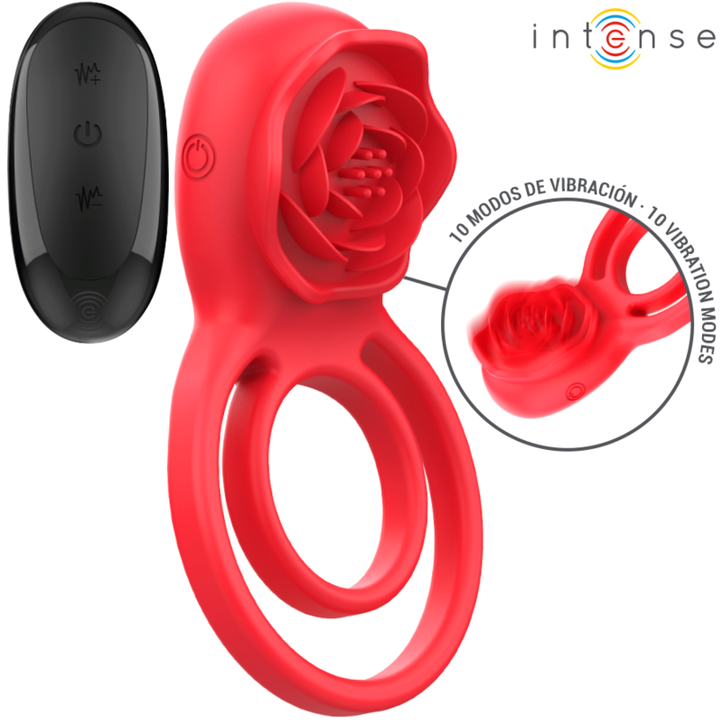 INTENSE - STIMULATEUR CLITORIDIEN ROSE 10 VIBRATIONS TÉLÉCOMMANDE ROUGE