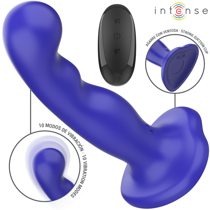 INTENSE - SHORTY VIBRATOR MET ZUIGNAP EN BLAUWE AFSTANDSBEDIENING