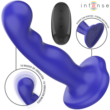 INTENSE - SHORTY VIBRATOR MET ZUIGNAP EN BLAUWE AFSTANDSBEDIENING