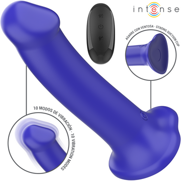 INTENSE - VICTORIA VIBRATOR MET ZUIGNAP 10 VIBRATIES DONKERBLAUWE AFSTANDSBEDIENING