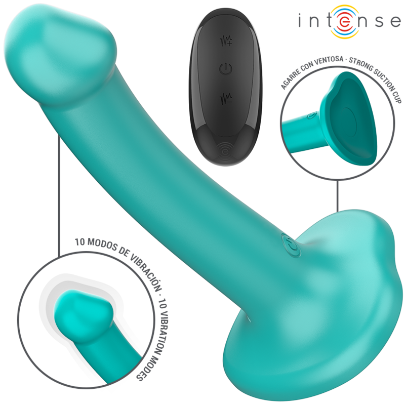 INTENSE - KATIE VIBRATOR MET ZUIGNAP, 10 VIBRATIESTANDEN, BLAUWE AFSTANDSBEDIENING