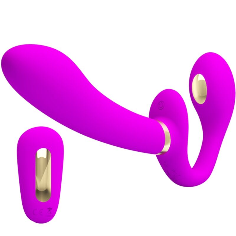 PRETTY LOVE - THUNDERBIRD DUBBELE STRAP-ON VIBRATOR MET AFSTANDSBEDIENING, PAARS