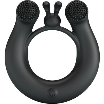PRETTY LOVE - ANNEAU VIBRANT PÉNIS + STIMULATEUR CLITORIDIEN DAHLIA 12 VIBRATIONS NOIR