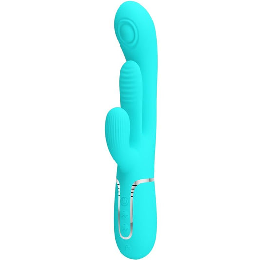 PRETTY LOVE - SHANIA TRIPLE RABBIT MULTIFUNCTIONELE VIBRATOR 3-IN-1 BLAUW