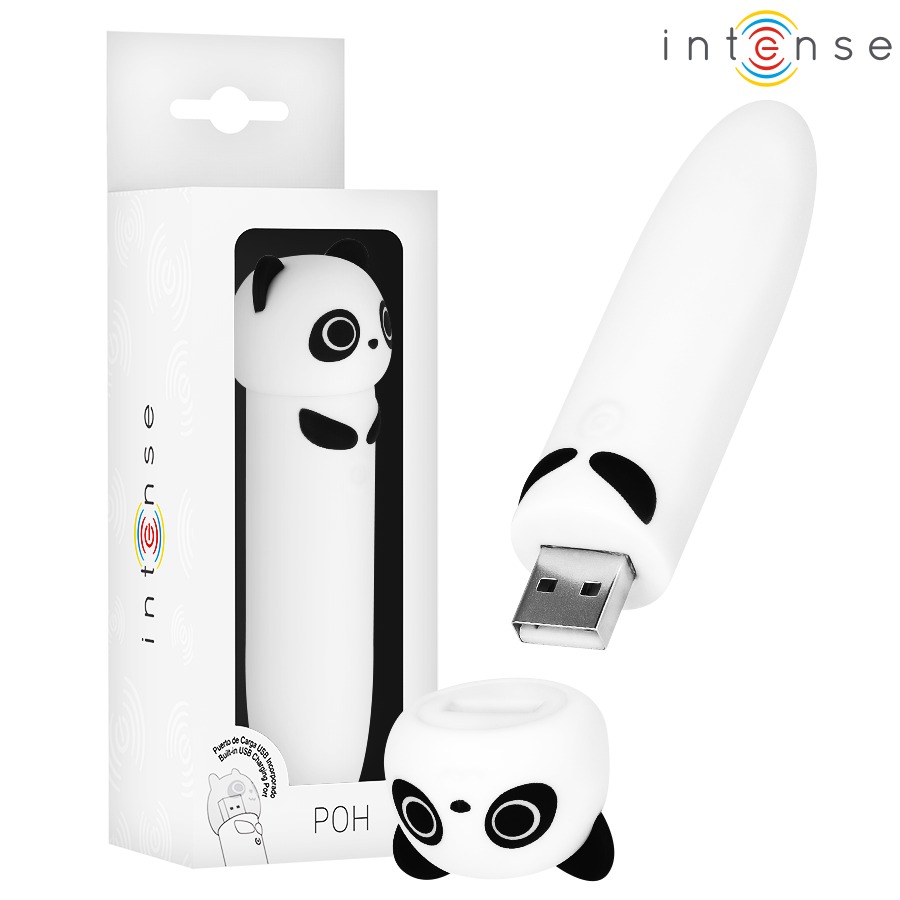 INTENSE - POH PANDA VIBRERENDE KOGEL USB OPLAADBAAR 10 X 2,2 CM