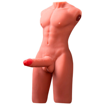 XISE - JASON HALF BODY REALISTISCHE MANNENTORSO MET STOOT- EN VIBRATIEBEWEGING 55 CM