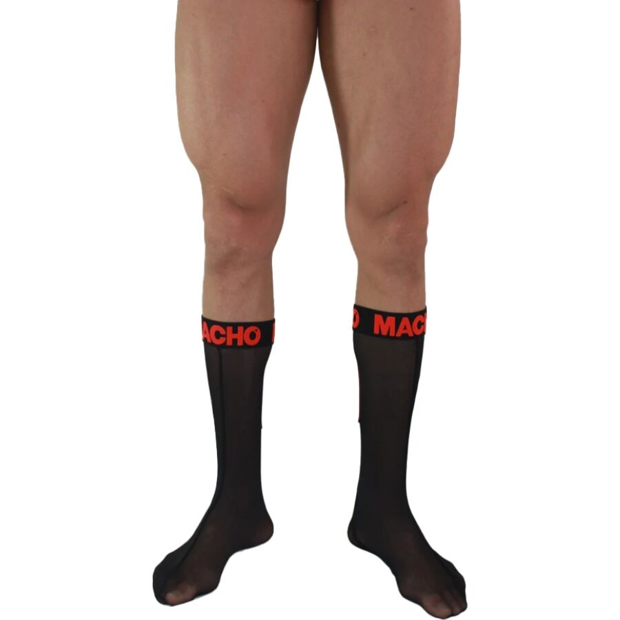 MACHO - DUNNE SOKKEN ONE SIZE ZWART/ROOD