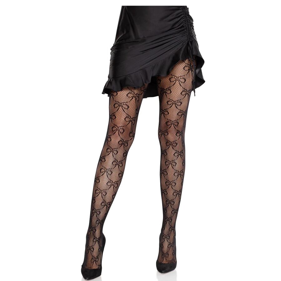 LEG AVENUE - COLLANT FILET AVEC NŒUD NOIR