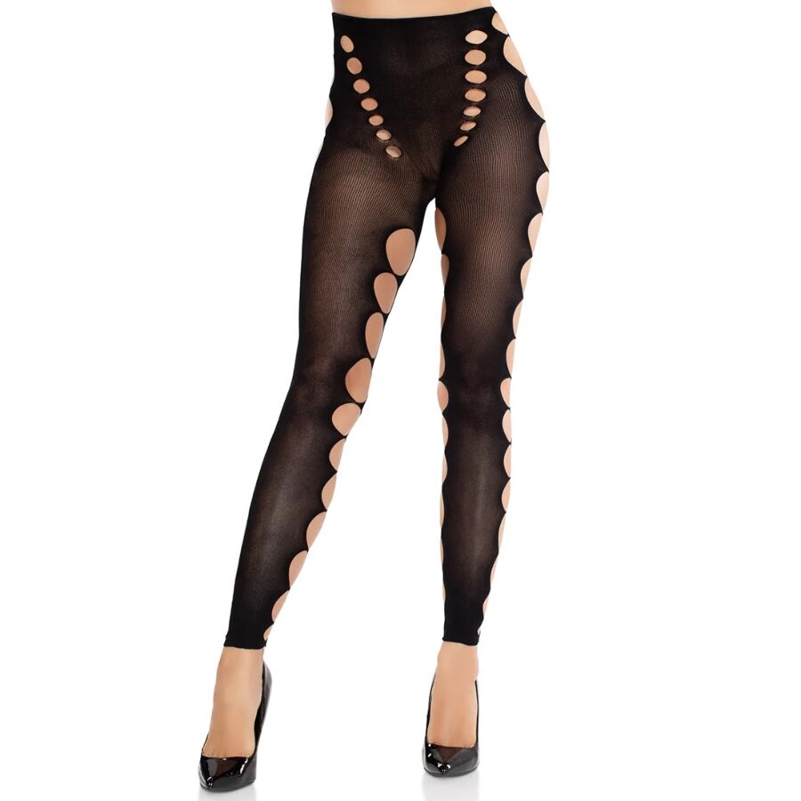 LEG AVENUE - BAS OPAQUES SANS COUTURE AVEC DÉCOUPE AU NIVEAU DES PIEDS NOIR