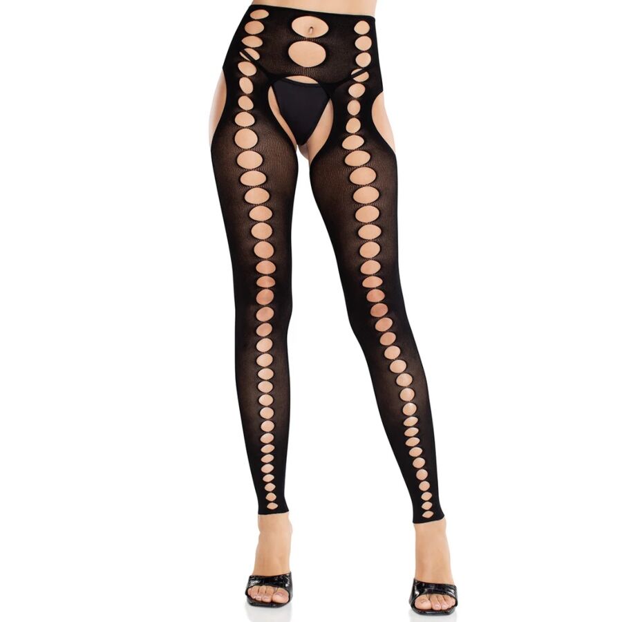 LEG AVENUE - BAS NOIRS OPAQUES SANS COUTURES NI BRETELLES