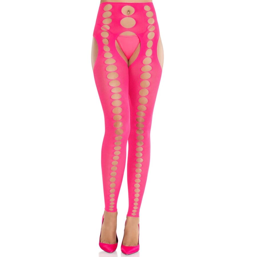 LEG AVENUE - BAS OPAQUES SANS BRETELLES ET SANS COUTURE ROSE NÉON