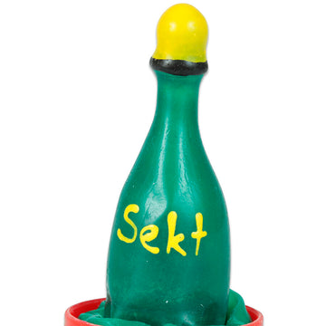 CONDOMERIE - HANDGESCHILDERDE CONDOMS MET EEN NIEUWIGHEIDSMOMENT CHAMPAGNE