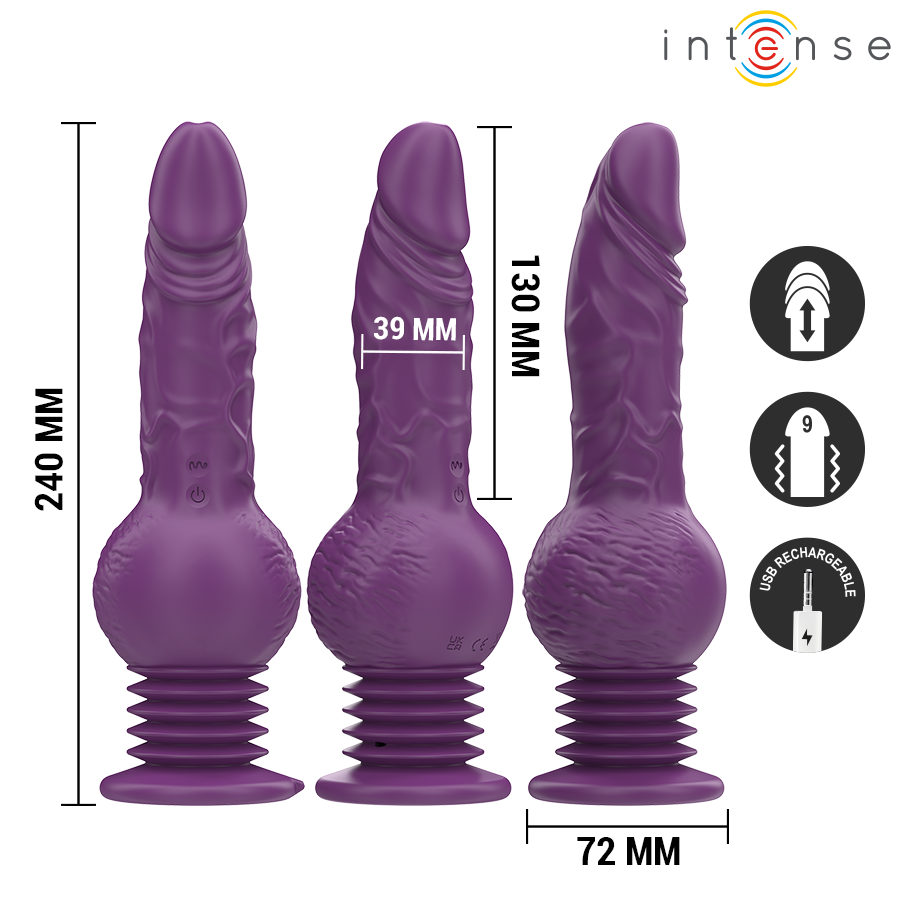 INTENSE - TATUM MULTIFUNCTIONELE VIBRATOR MET OP- EN NEERWAARTSE VIBRATIE 24 CM PAARS