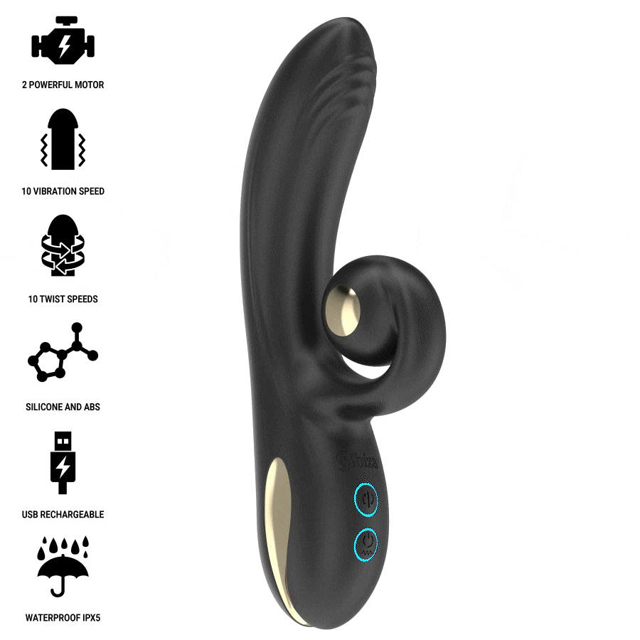 IBIZA - TWISTER VIBRATOR MET CURVE STIMULATOR EN VIBROROTATIE