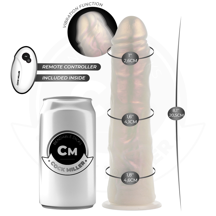 COCK MILLER - DILDO MET ZUIGNAP, LAMPJES EN VIBRATIE MET AFSTANDSBEDIENING WIT 20,5 CM