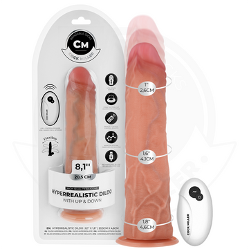 COCK MILLER - HYPERREALISTISCHE DILDO MET ZUIGNAP EN STOOTFUNCTIE, BEDIENBAAR MET AFSTANDSBEDIENING, 20,5 CM