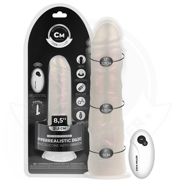 COCK MILLER - DILDO MET ZUIGNAP, LICHTEN EN VIBRATIE MET AFSTANDSBEDIENING WIT 21,5 CM
