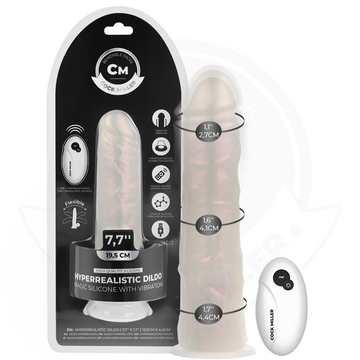COCK MILLER - DILDO MET ZUIGNAP, LICHTEN EN VIBRATIE MET AFSTANDSBEDIENING WIT 19,5 CM