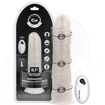 COCK MILLER - DILDO MET ZUIGNAP, LAMPJES EN VIBRATIE MET AFSTANDSBEDIENING WIT 20,5 CM