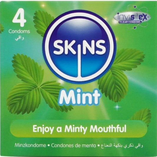 SKINS - PREMIUM CONDOMS MET MUNTINTEN, PAK VAN 4