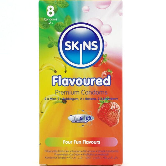 SKINS - PREMIUM CONDOMS MET MEERDERE SMAKEN, PAK VAN 8