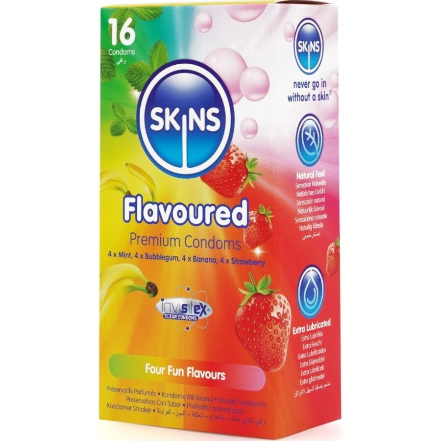 SKINS - PREMIUM CONDOMS MET MEERDERE SMAKEN, PAK VAN 16
