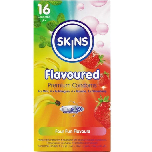 SKINS - PREMIUM CONDOMS MET MEERDERE SMAKEN, PAK VAN 16