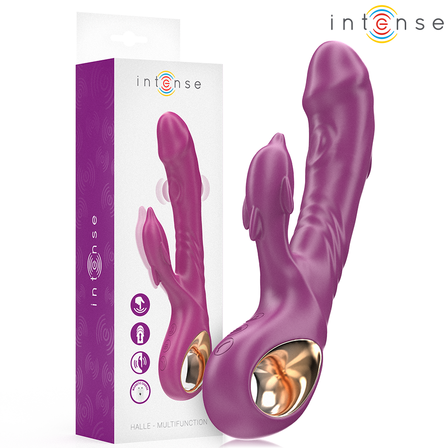 INTENSE - HALLE MULTIFUNCTIONELE VIBRATOR MET DOLFIJNSTIMULERENDE TONG, PAARS