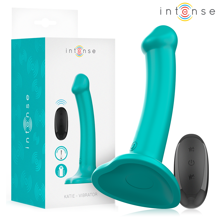 INTENSE - KATIE VIBRATOR MET ZUIGNAP, 10 VIBRATIESTANDEN, BLAUWE AFSTANDSBEDIENING