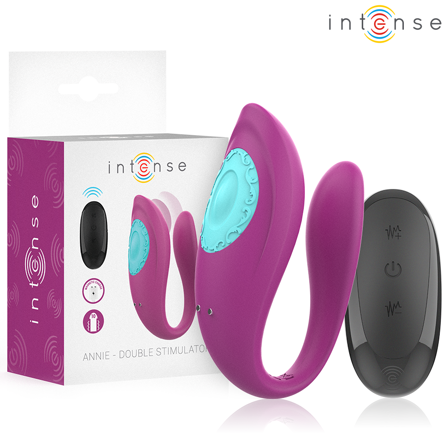 INTENSE - ANNIE U-VORMIGE VIBRATOR EN STIMULATOR MET PAARSE AFSTANDSBEDIENING