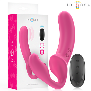 INTENSE - AMY DUBBELE VIBRATOR 20 CM ROZE MET AFSTANDSBEDIENING