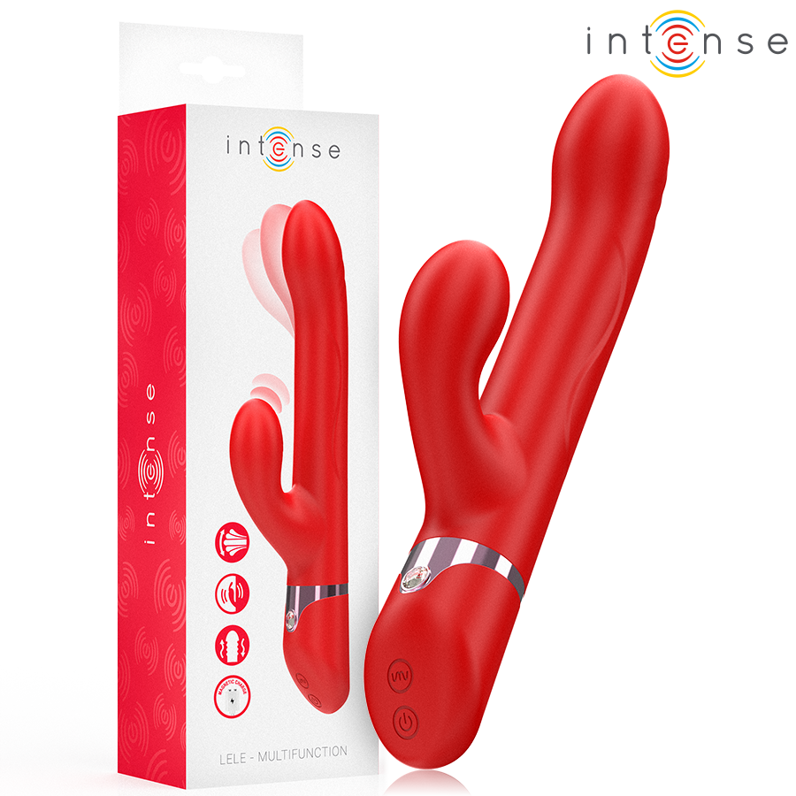 INTENSE - LELE MULTIFUNCTIONELE VIBRATOR MET ROTERENDE, OSCILLERENDE EN STIMULATIEVE FUNCTIE ROOD