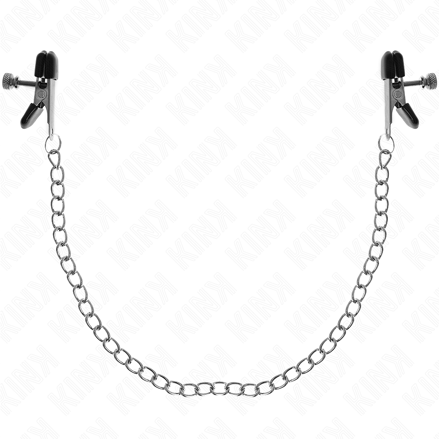 KINK - PINCES À TÉTONS CHAÎNE PLATE ARGENT 34 CM