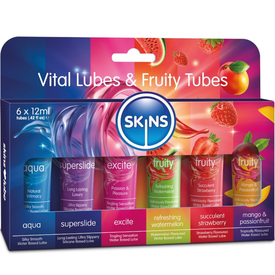 SKINS - KIT DE LUBRIFIANTS VITAL & FRUITY 6 x 12 ML