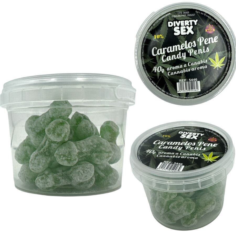 DIABLO GOLOSO - 20 BONBONS EN FORME DE PÉNIS AU GOÛT CANNABIS